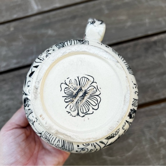 Studio Pottery Floral Pink Dipped Glazed Mini Pitcher Artist Signed - Picture 7 of 9